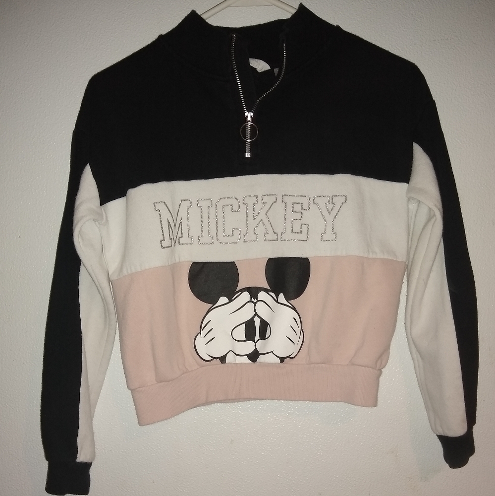 Disney Mickey Mouse Colorblock Sweater - Black, White, and Pink